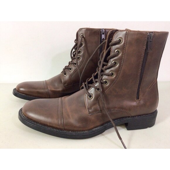 Unlisted by Kenneth Cole Brown Lace Up Zip Boots Mens 7.5 New - Picture 4 of 7
